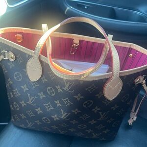 Monogram Shoulder Bag with Pink Lining